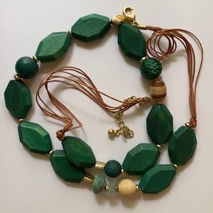 CHICO’S Long Green Necklace